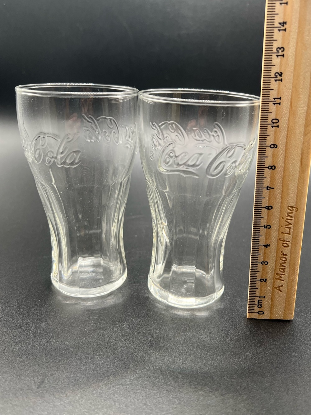 🇫🇷 Vintage ARC France Clear Coca-Cola Contour Glasses - Set of 2